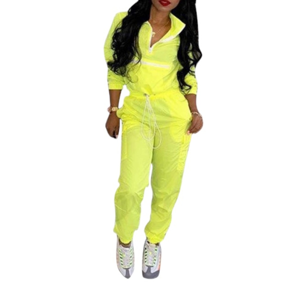 Tracksuit Cargo Joggers Yellow Lightweight Jacket Pants NWOT size S